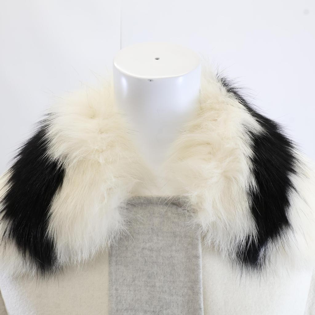 FENDI [Good condition/domestic regular] FFP13314XF0502 100% cashmere with fox fur collar coat 36 IvoryUsed