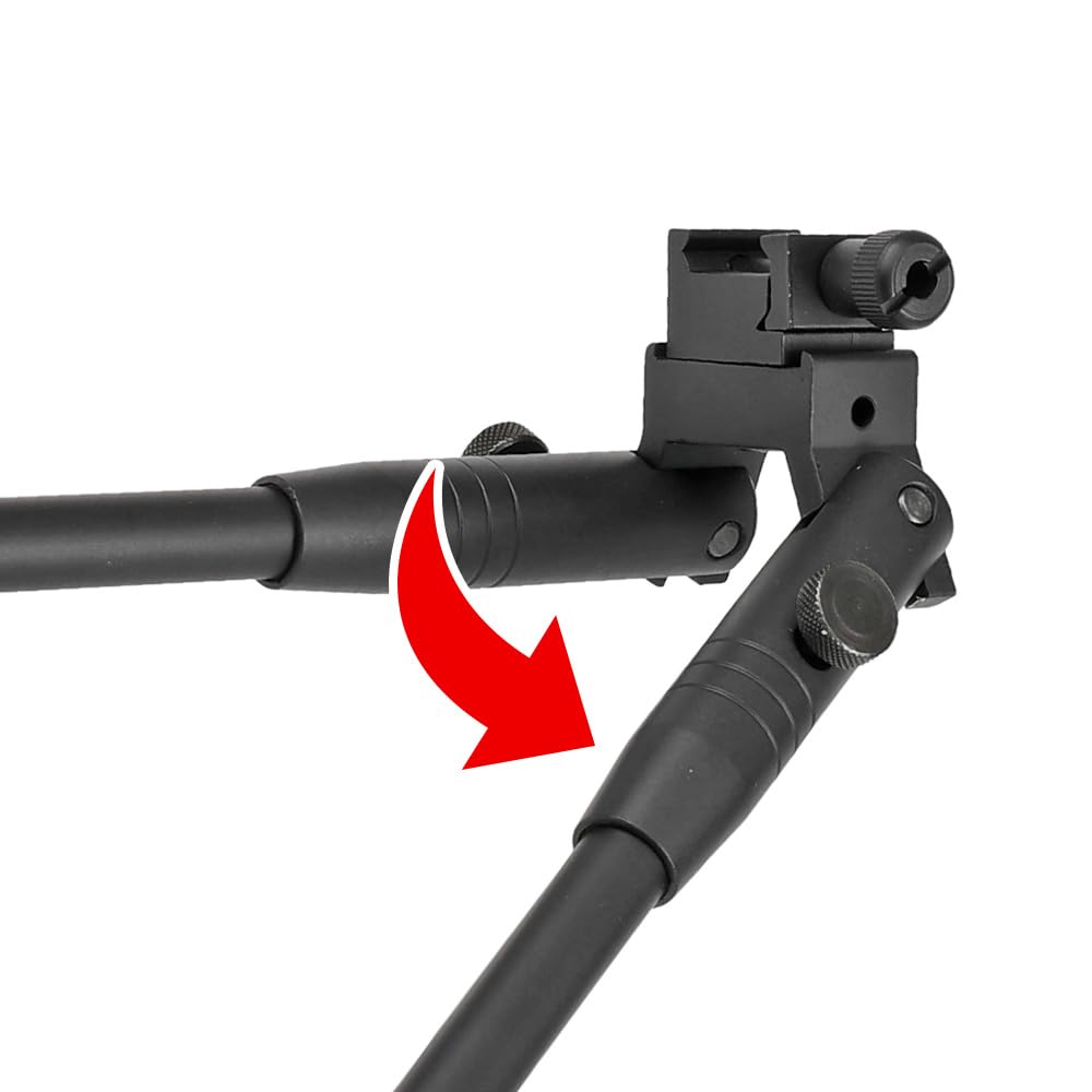 Ryohin Buhin E&C Folding Tactical Bipod with Telescopic 20mm Rail, Aluminum, Black