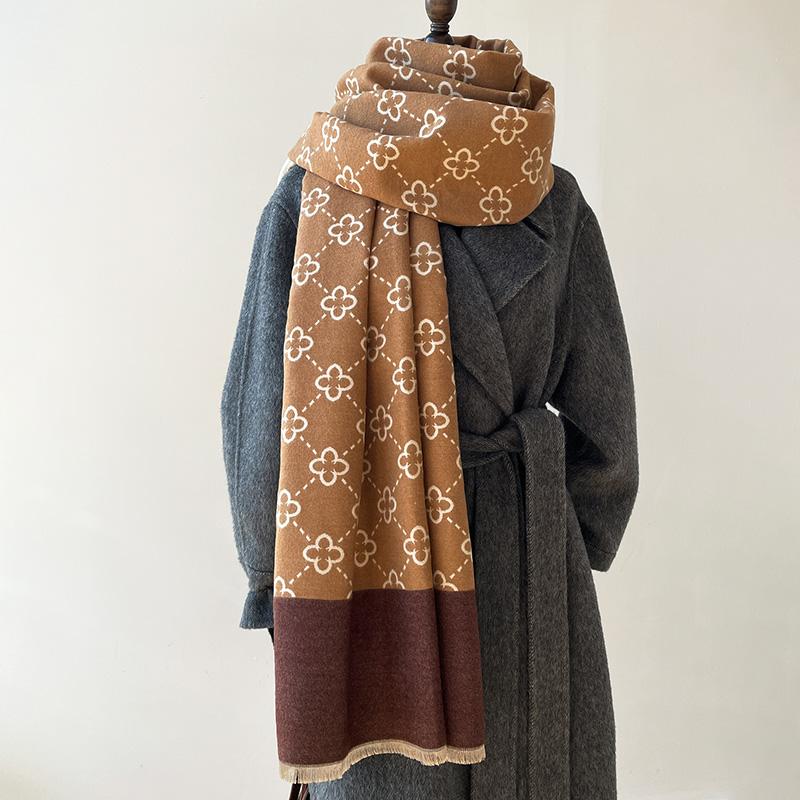 Warm Shawl Women Scarf A Clover Cashmere Winter Blanket Wraps Casual Print Pashmina Bufanda Travel Poncho Stoles Echarpe