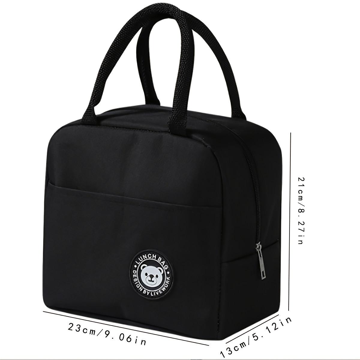 Black Cationic Insulated Lunch Bag, Thermal Food Tote for Work School Picnic, Portable Cooler Bag 1-Pack чёрный