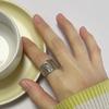 [Stainless Steel Textured Ring] A Wide Stainless Steel Foil Textured Hydraulic Ring, A Retro Open Adjustable Ring
