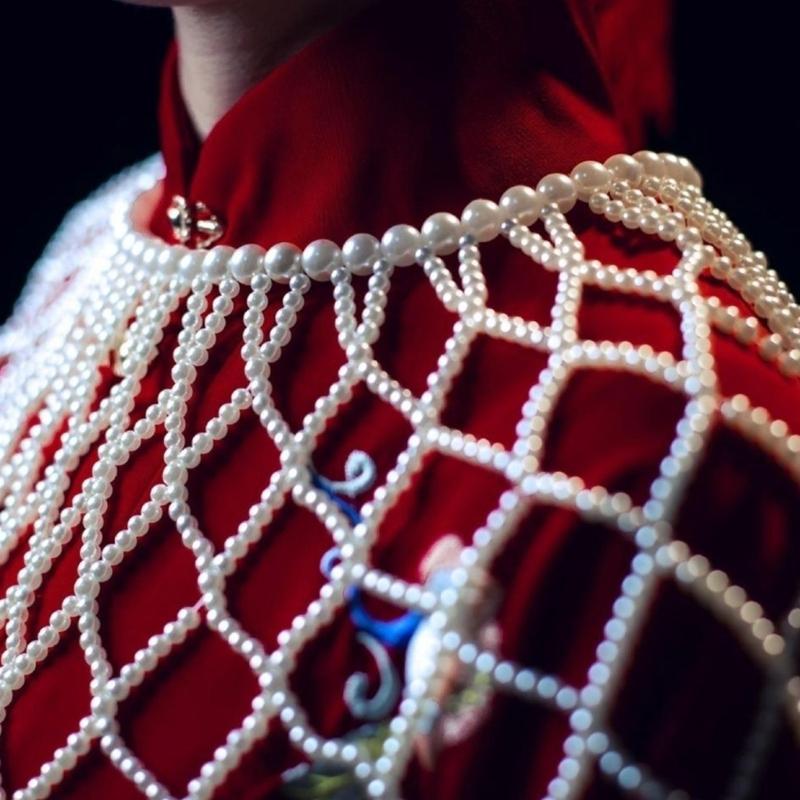 Artificial Pearl Shawl Body Chain Shoulder Necklaces Body Jewelry Bead Chains Fashionable Accessory Nightclub Party