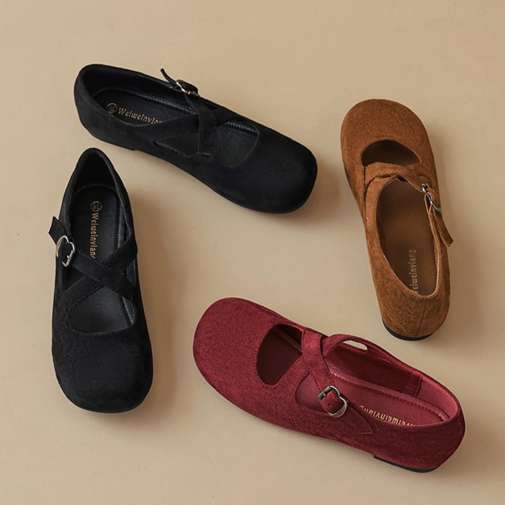 Fashion Mary Jane Shoes for Women's 2025 Spring Summer New Flats Cross Ballet Shoes Retro Round Head Shallow Mouth Pumps Women