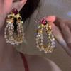 Personality exaggerated retro court pearl fringed earrings light luxury exquisite rose red high sense European and American fashion earrings