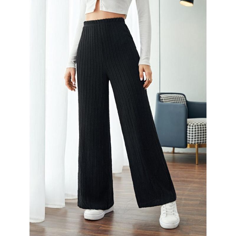 DAFIFY Women's Fashion Casual Solid Color Print High Waist Trousers Pants & Capris