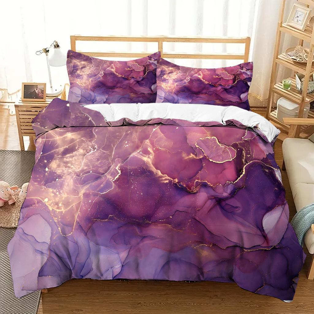 Colored Marble Print Quilt cover set Fashion Cool Simplicity Gilding Cover Bedding Cover Polyester Comfortable Duvet Cover