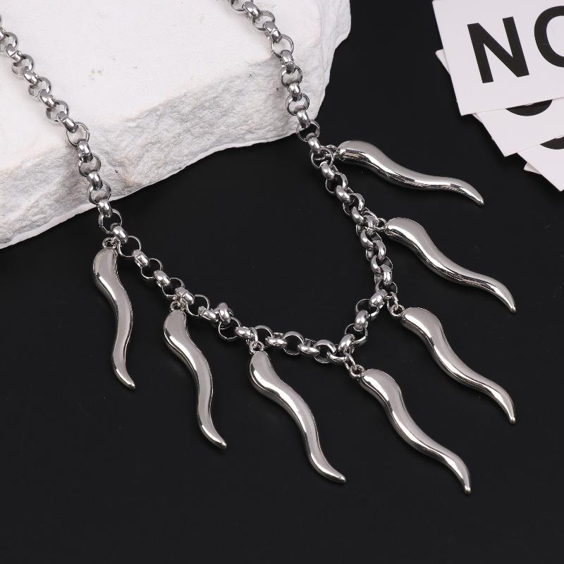 Punk Aesthetic Titanium Steel Cone Pendant Necklace Cool Accessories Geometric Neck Chains Goth Grunge Rock Jewelry Gift