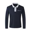 Neues Herren Herbst Langarm Revers Mode Schlank Tasche Herren Spleiß T-Shirt Polo Oberteile