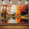 2D malerischer Herbstsee Spiegelung Fotografie Hintergrund