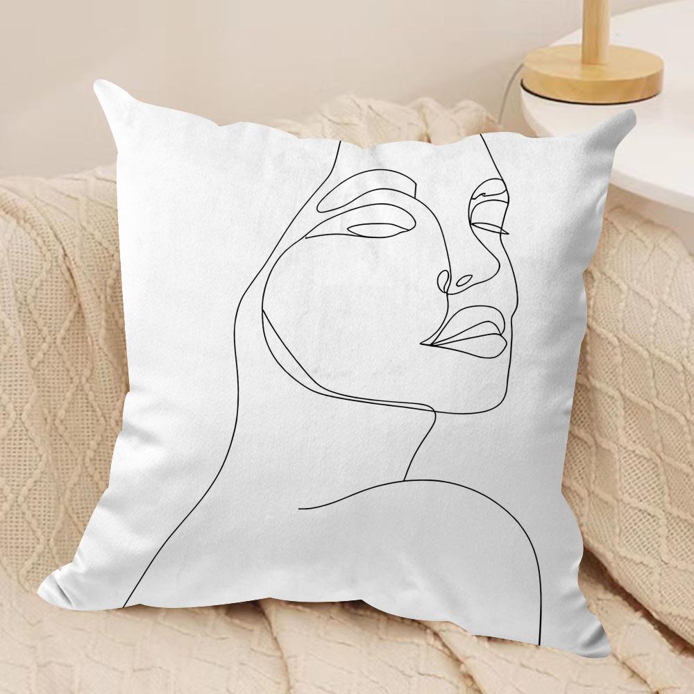 Line Woman Cushion Cover Soft Plush Throw Pillow Cushion CoverDoubleSided Printed Decorative Case for Sofa Decor