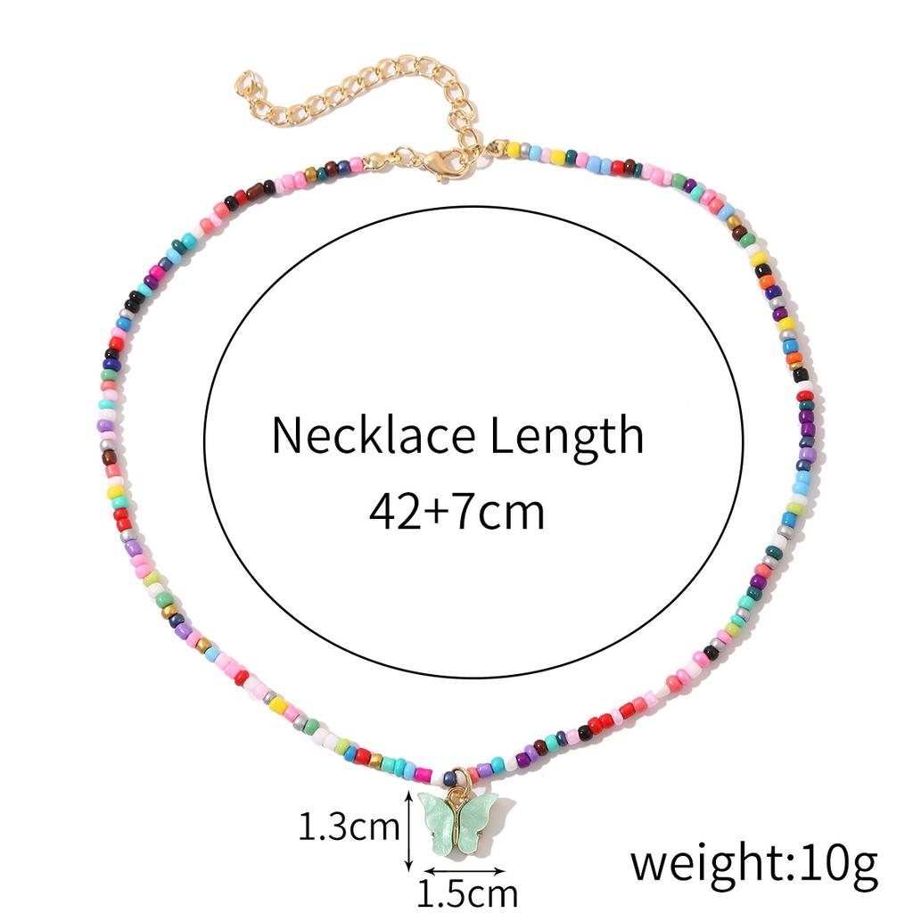 Necklace for Women Accessories Collarbone Necklace Women Hundreds of Bohemian Style Handmade Colorful Rice Beads Beaded Necklace Elegant Necklace