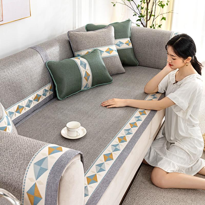 Sofa Cushion Summer Mat Cooling Rattan Rattan Mat Sofa Cover Ice Silk Simple Seat Cushion Modern High-End