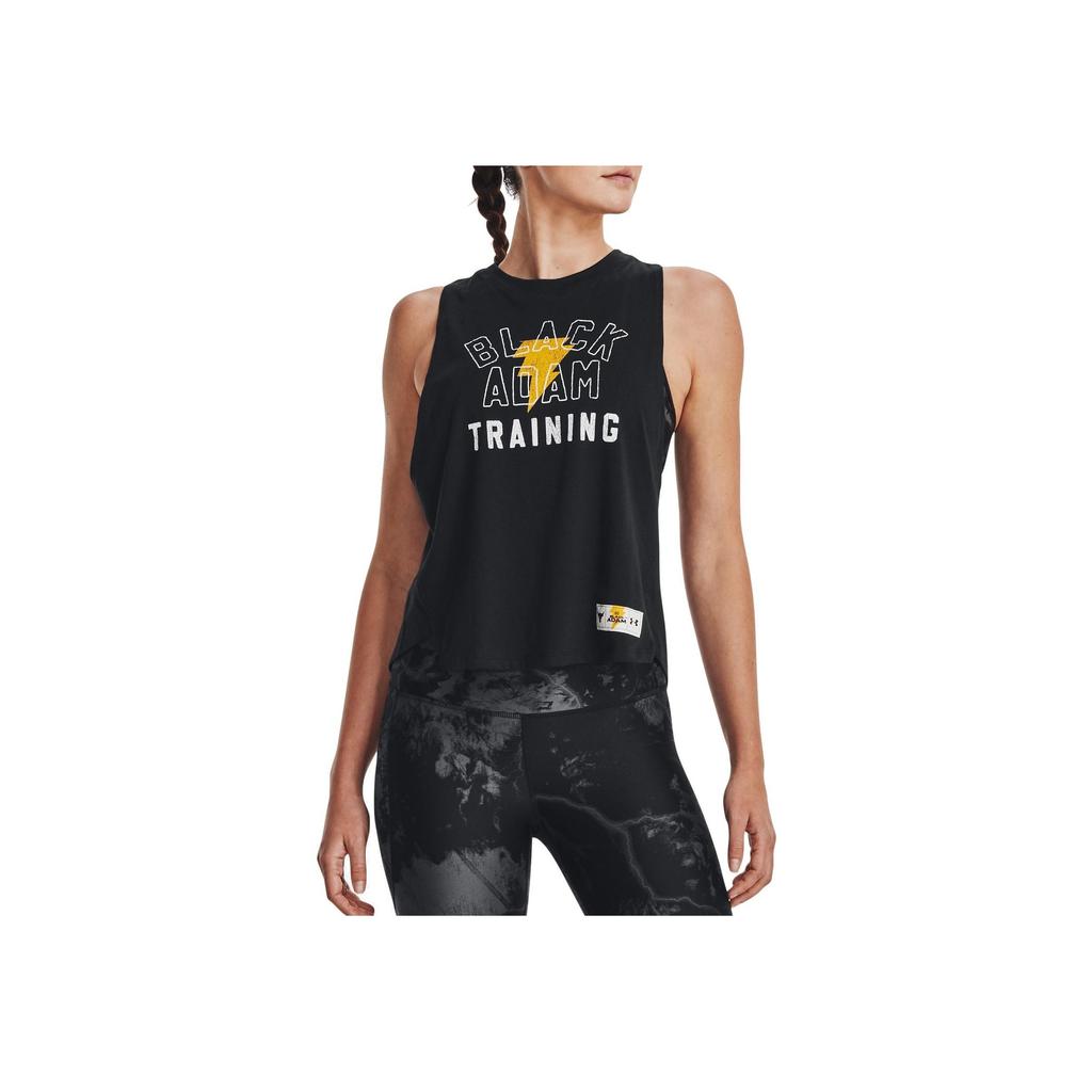 Under Armour Johnson Series Letter Lightning Print Knit Tank Top Women Tops Black 1377760-001