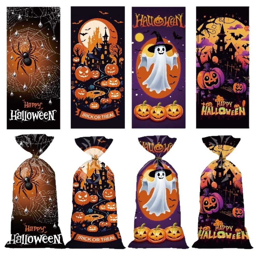 50pcs Exquisite Halloween Candy Bag Cute Drawstring Bag Snacks Candy Biscuit Bag Trick or Treat