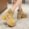 Comemore Gothic Platform Sandals Women Summer Wedges Peep Toe Gladiator Shoes Woman Thick Bottom 8cm High Heels Sandalias Mujer