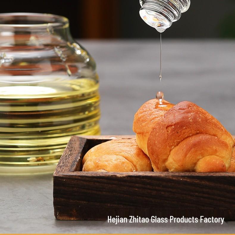 Glass Honey Jar with Stirrer and Lid - Creative Transparent Storage for Honey or Jam