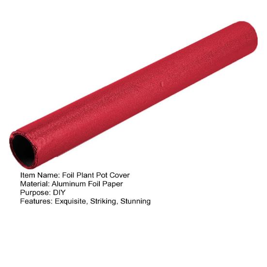 10 Yard Floral Foil Plant Pot Covers Red/Golden Matte Texture Plant Pot Wrapping Paper for Christmas Home Flower Pot DIY Decor