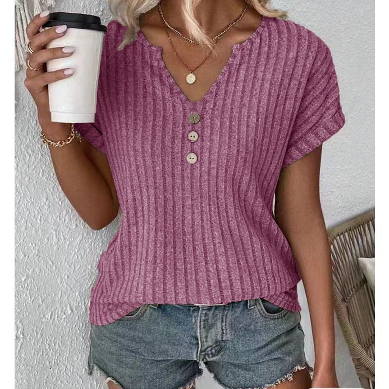 

Изысканные рубчатые футболки с круглым вырезом и разрезом, удобные и универсальные кашемировые женские футболки с коротким рукавом XXL светло-фиолетовый