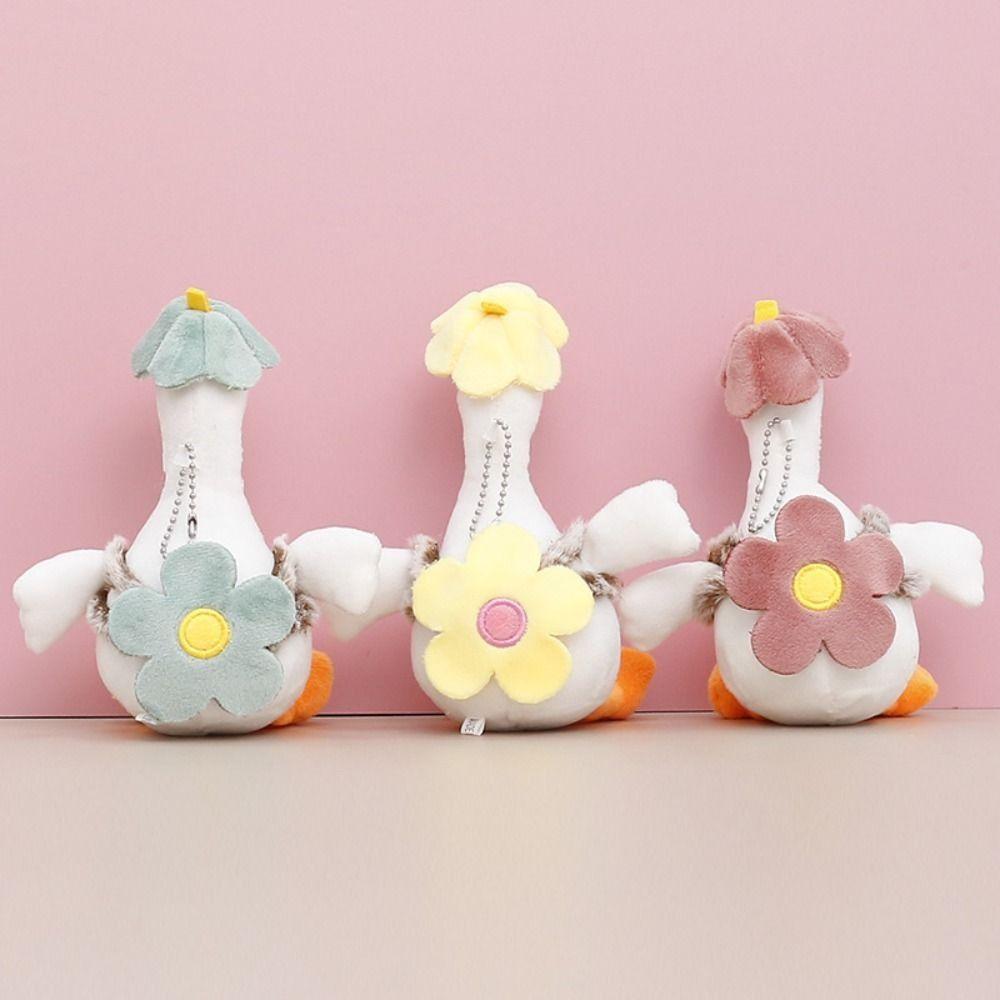 Cartoon Plush Goose Keychain Soft Big White Goose Charm Big White Goose Key Chain  Backpack Decor