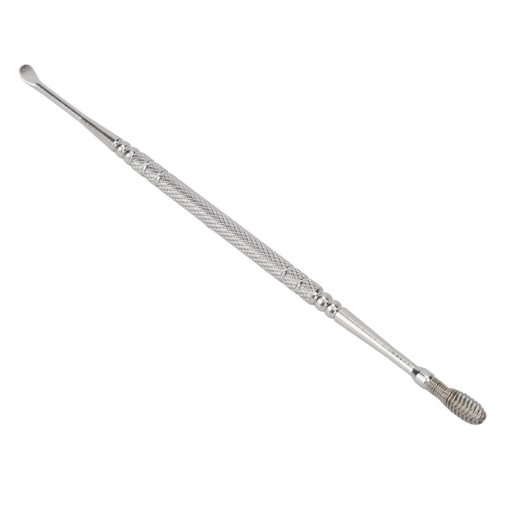 Ear Spoon Double Head Stainless Steel Ergonomic Design Relieve Itching Glossy Rounded Spiral Spring Ear Pick