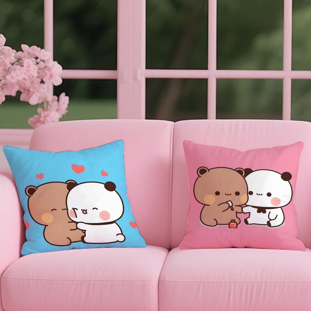P-Panda Bubu And Dudu Cushion Cover Reversible Plush Pillow Cover – For car, sofa, bedroom, perfect as a gift.
