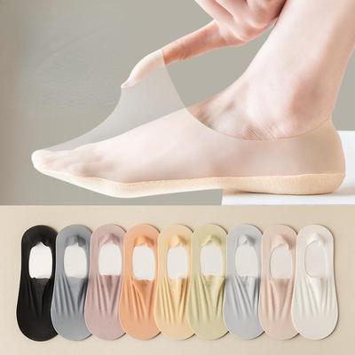 1 Paar Zomer Onzichtbare Antislip Sokken No Show Ultra-dun Ademende Sok Effen Kleur Lage Cut Boot Sokken