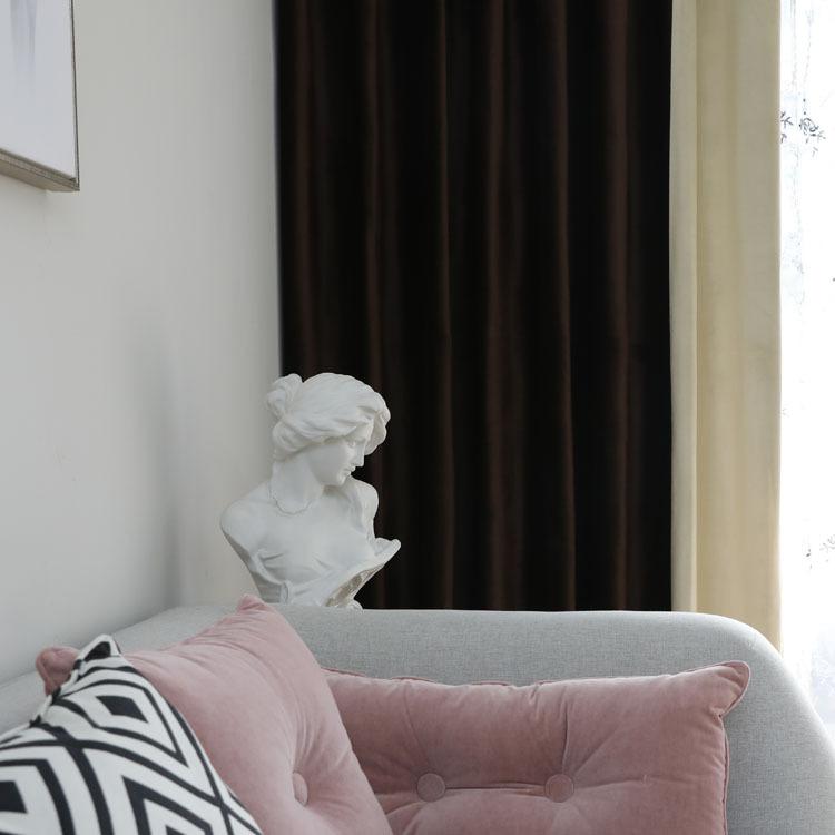 Keqiao Simple Solid Color Velvet Blackout Splicing Curtains, Bedroom, Living Room Curtains
