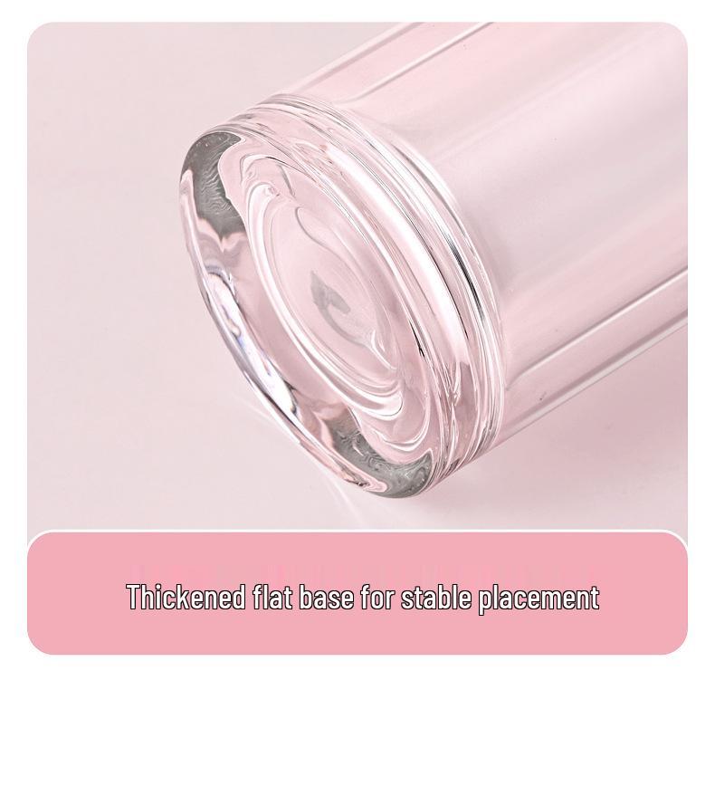 Compact Double-Layer Glass Cup - Stylish Portable Design for Women - Personalized Pocket-Sized Gift Option