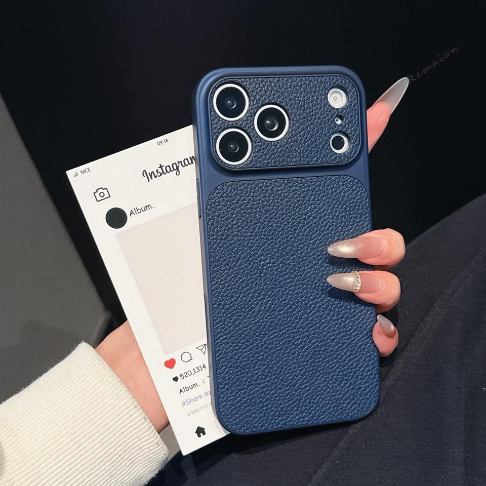 Lychee Retro Leather Phone Case For iPhone 11 12 13 14 15 16 17 Pro Max Air 15 16 14 Plus  Shockproof Hard Protector Cover