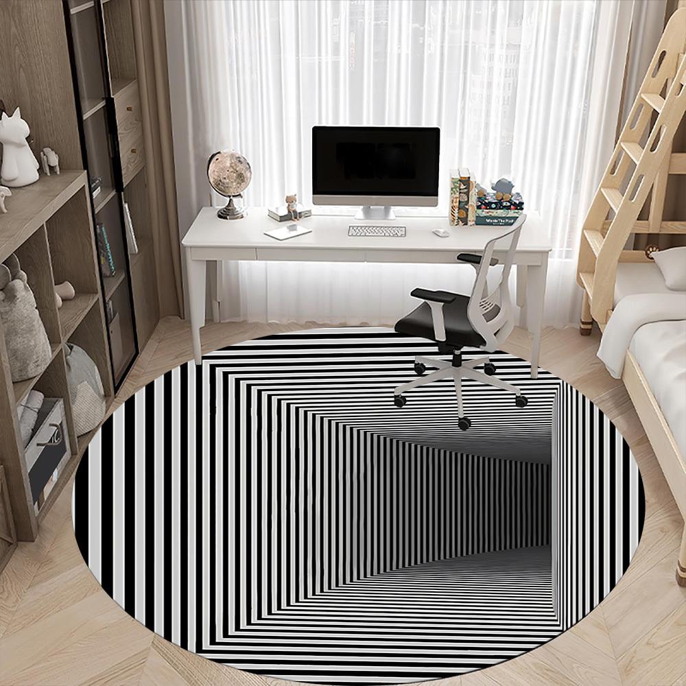 1pc Optical Illusion Chair Carpet for Office, Round Non Slip Durable Large Size Office Carpet, Suitable for Office