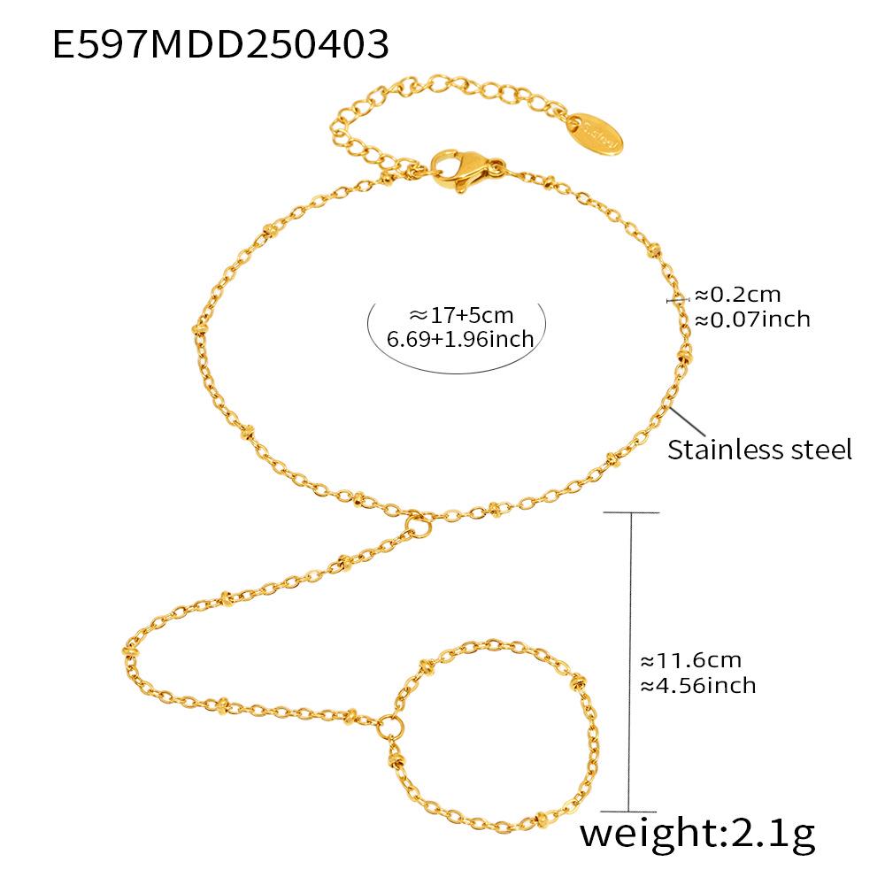 Qiong Yao Minimalist Stainless Steel Beaded Adjustable Bracelet - Personalized Finger Chain, Colorfast Women s Jewelry