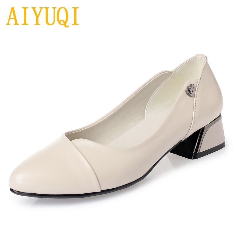 Fashion AIYUQI women dress shoes 2024 spring new genuine leather women fashion shoes red shallow mouth office shoes women