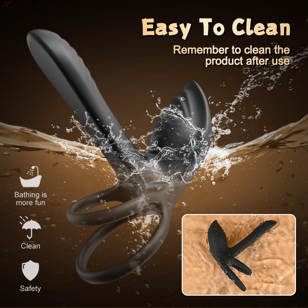 Vibrating Cock Double Ring for Men Penis Trainer Climax Clitoris G-spot Stimulator Vibrator Sex Toys for Couples Ejaculation Delay Ring Adult Supplies