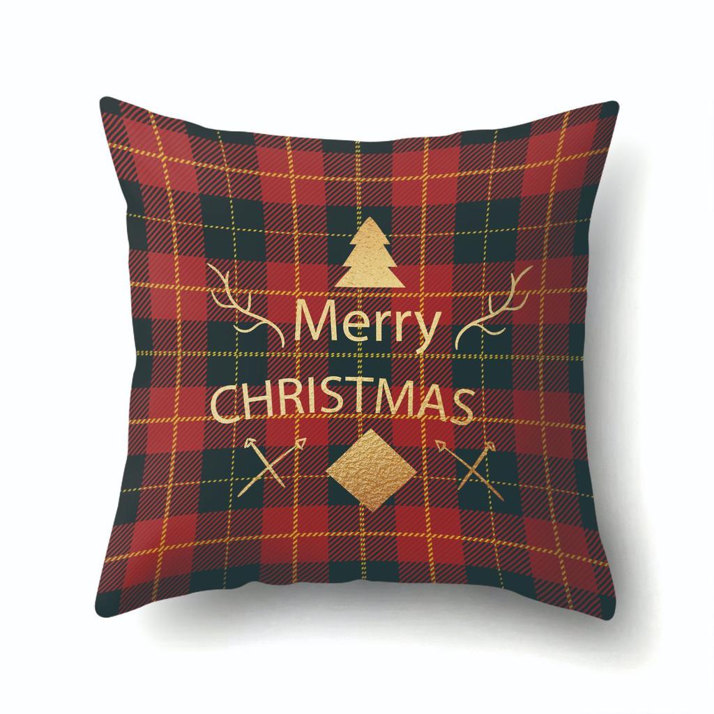 Background Plaid Christmas Polyester Pillowcase Office Pillowcase