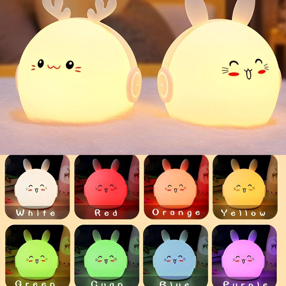 

Animal 9 Color Changes Silicone Cute Bunny Night Light Rabbit LED Light Touch Sensor Bunny Lamp