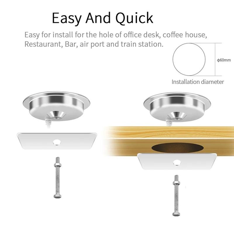 Vestavěná stolní bezdrátová nabíječka pro stolní nábytek, vestavěná Qi 15W rychlá bezdrátová nabíječka pro iPhone 11, Samsung Xiaomi