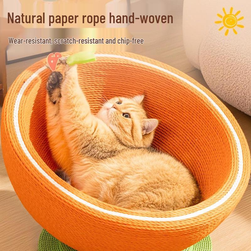 Round Summer Cat Bed & Scratcher: Sisal, Non-Shedding, Wear & Scratch-Resistant