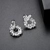Jinse Elegant Leaf Zircon Earrings - Women's Korean Fashion Studs