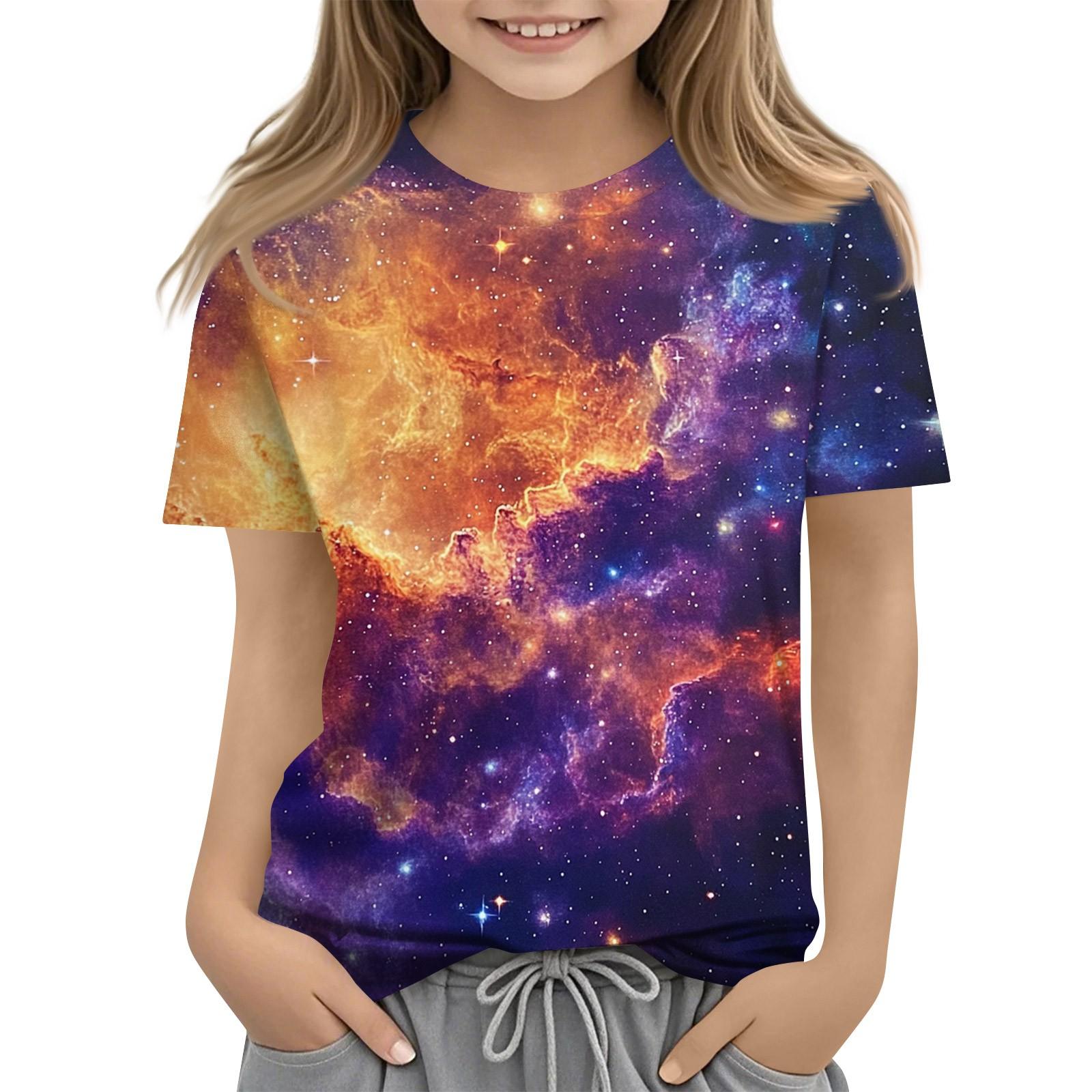 

Сорочка для малюків, дівчаток, хлопчиків, милі футболки з принтом у зоряному небі, дитячі сорочки 1–15 років 140