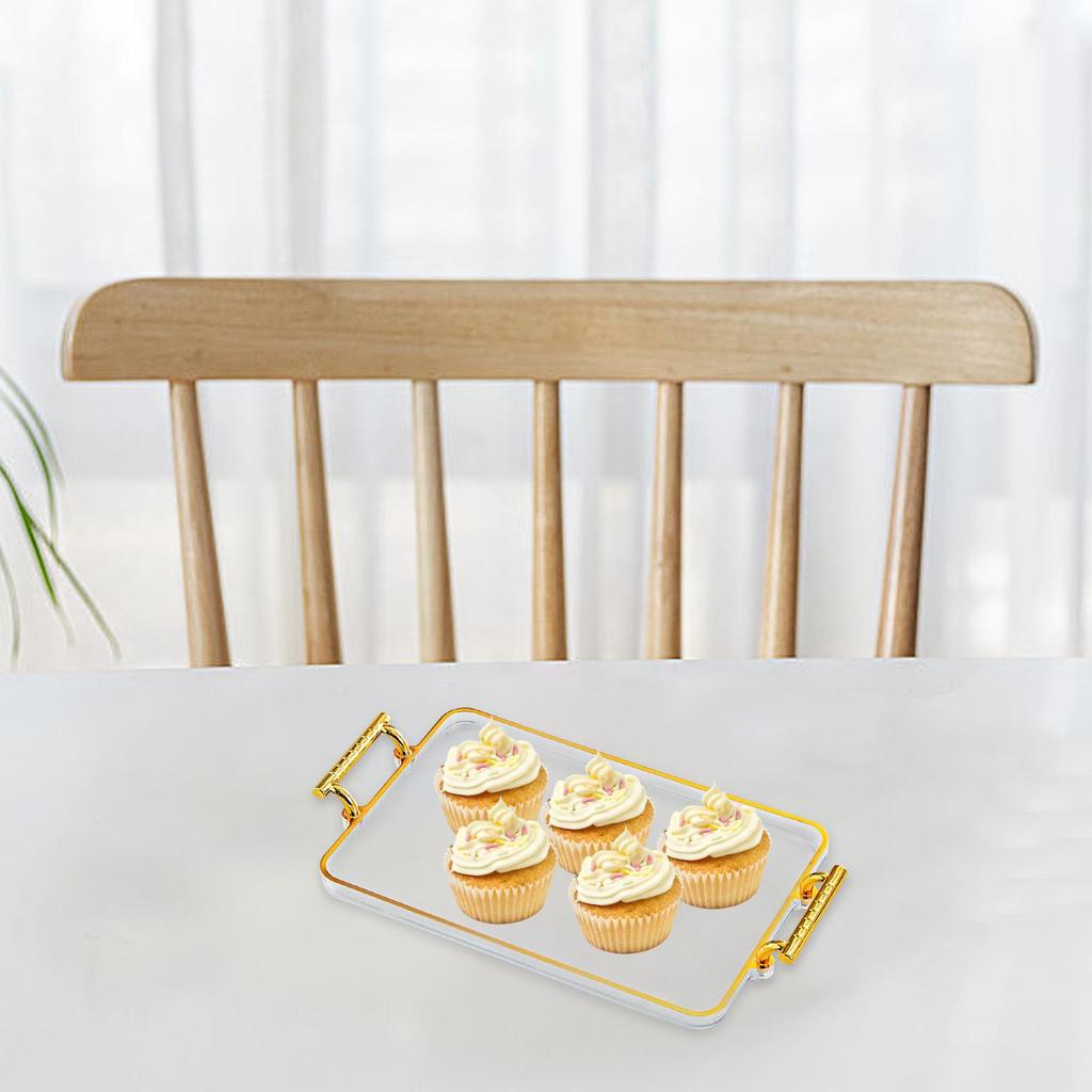 Decorative Trays for Home Decor Plastic Tray with Handles for Serving Coffee Snacks Perfume Jewelry