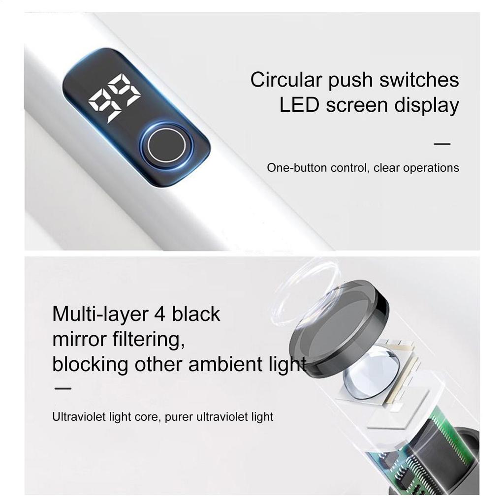 Mini UV Light For Nails USB Charging Fingernail Drying Tool Digital Display LED Nail Light With 2 Timing Modes For Manicure