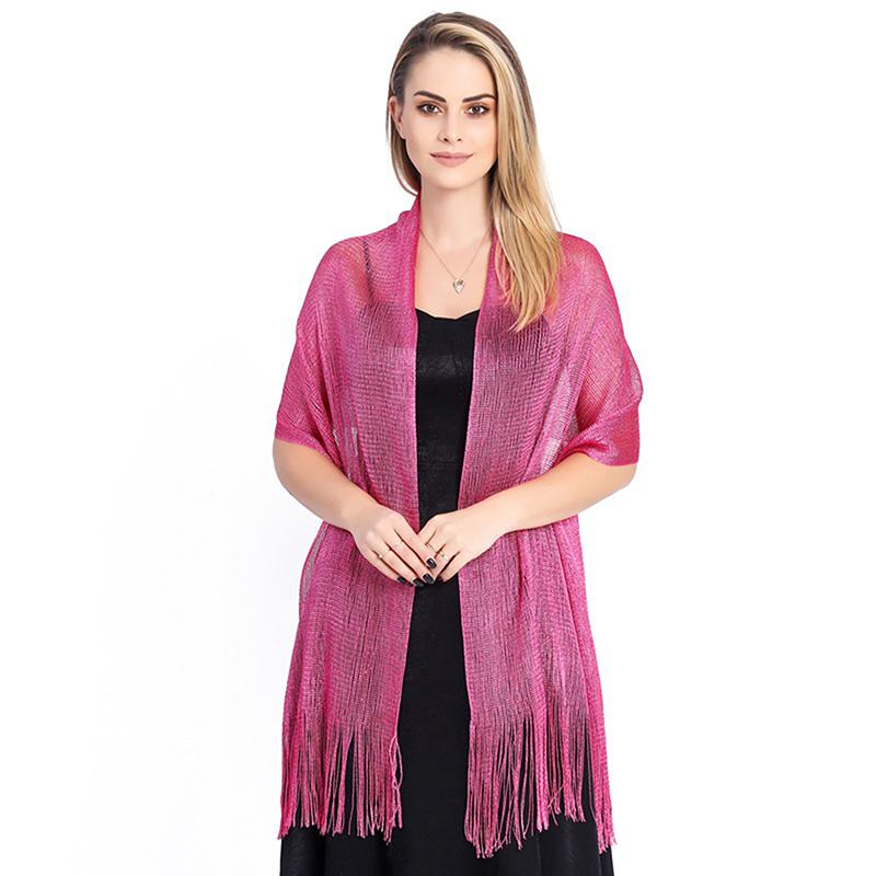 Sparkling Metallic Scarf Women Evening Dress Shawl Tassel Gold Silver Shiny Party Shawls Bridal Bridesmaid Wedding Boleros Wraps