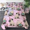 Cute Dogs Print Bedding Set Puppy Animal Duvet Cover Set Watercolor Pastel Dog Paw Comforter Cover Pug Dog Lover Bed Set