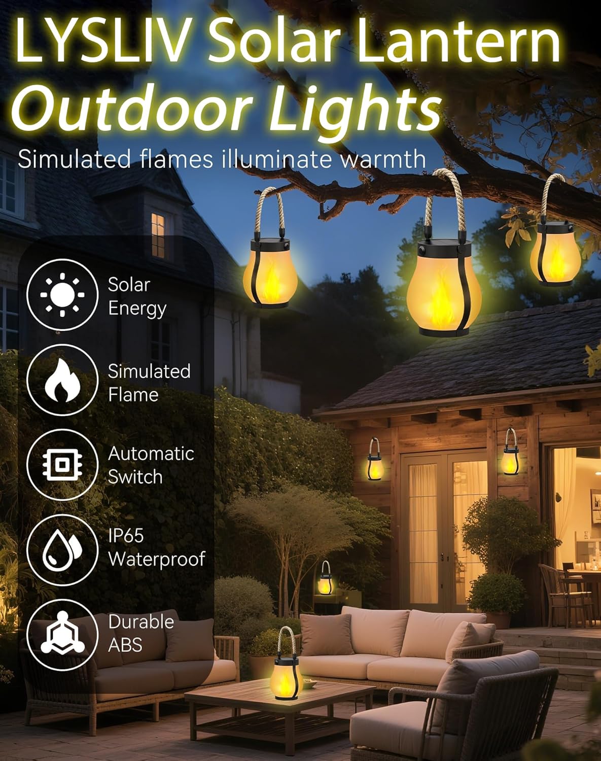 

Kaliqo Solar Lanterns – Waterproof, USB Rechargeable Outdoor Lights with Flickering 3D Flame, Boho Rope Design (2 pcs) 2 Pcs
