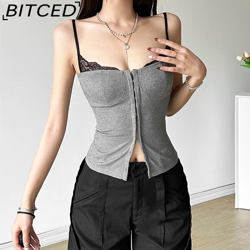 BITCED Summer Women's Solid-Colour Slim-Fit Streetwear Fashion Halter Neck Sexy Backless Tank Top