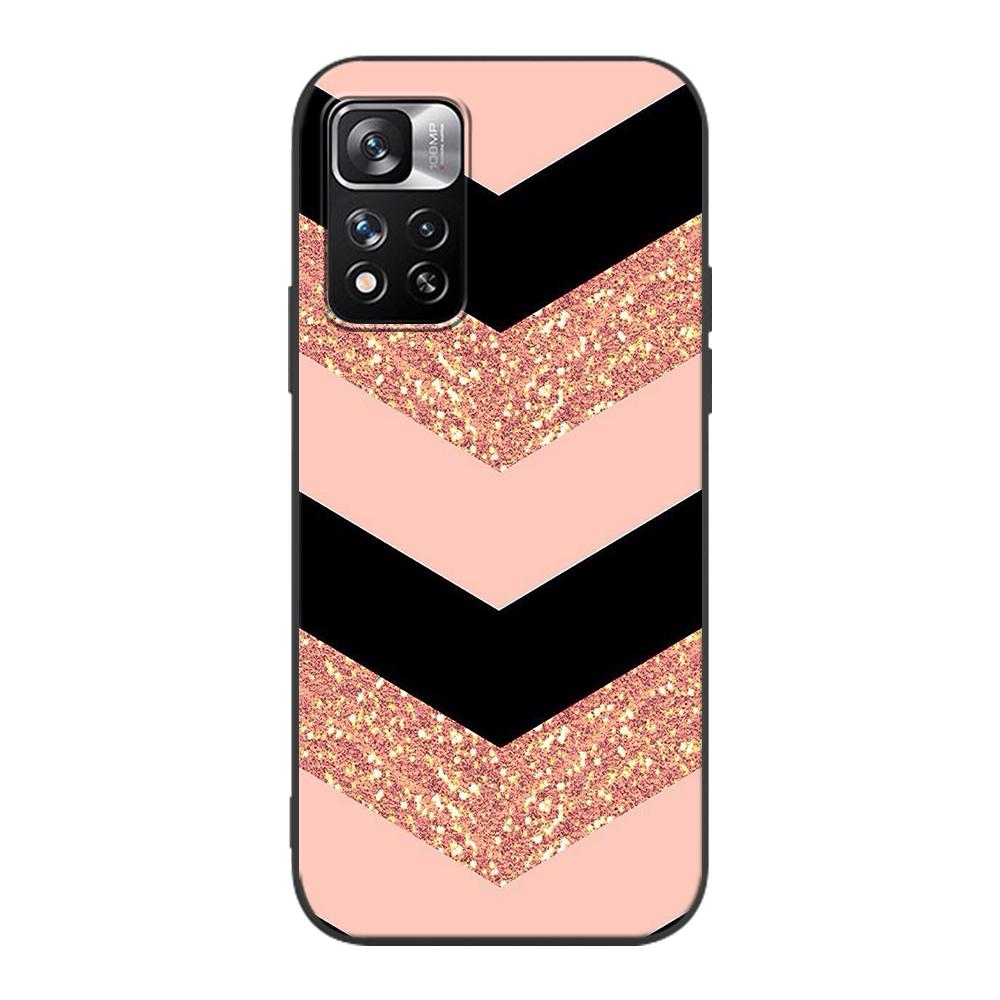 Fashion Pink Marble Case for Xiaomi Redmi Note 9S 9 8 10 11 Pro 9C 9A 7 8T 7A 8A 6A 6 10S Black Soft Silicone Phone Cover Coque