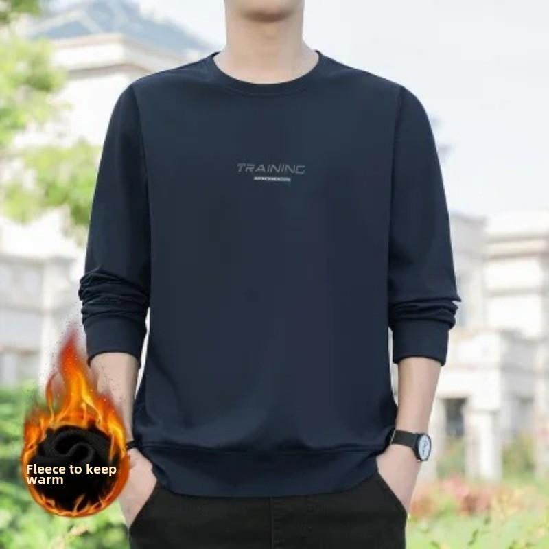 Hanorac pentru bărbați din fleece pentru toamnă și iarnă, hanorac casual, pulover cu gât rotund, cămașă versatilă cu fundul mărimii mari