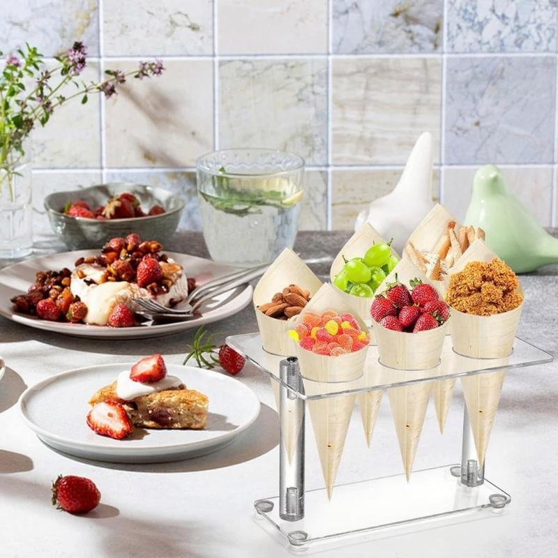Clear Double Layer Display Organizers for Party Buffets 6 Hole Dessert Stands 2 Pieces Included