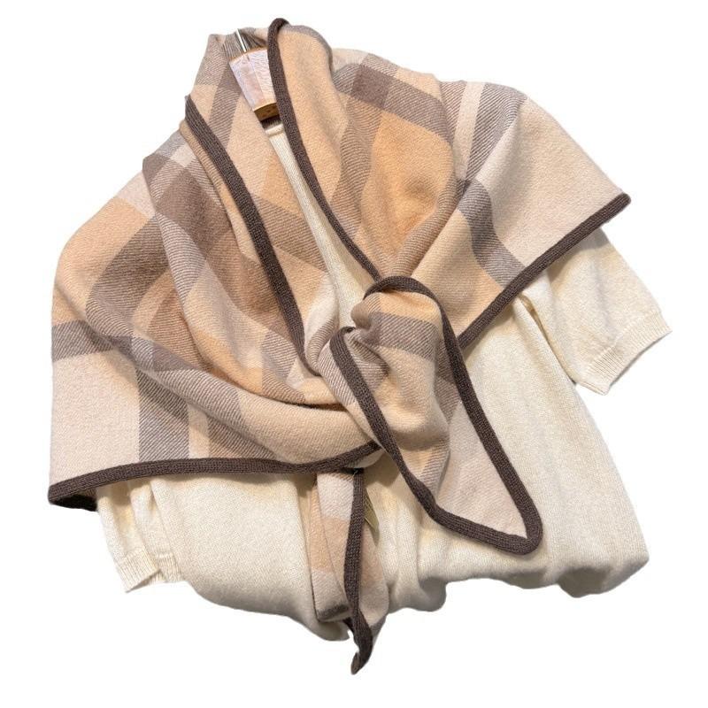 100 Wool Shawl Women's Autumn and Winter Knitted Scarf Women's Multi-tie Method Neck Protection Triangular Scarf Knotted Vest