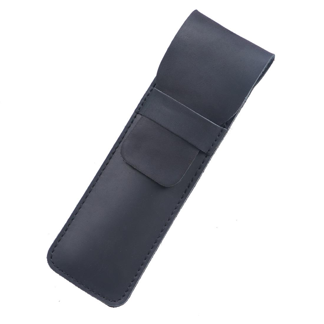 Personalized Retro Handmade Genuine Leather Pen Sleeve - Crazy Horse Cowhide Protective Cover.